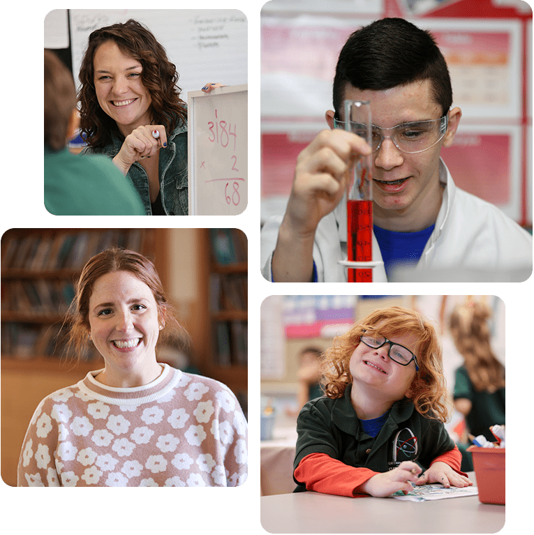 Collage showing HSA students and teachers